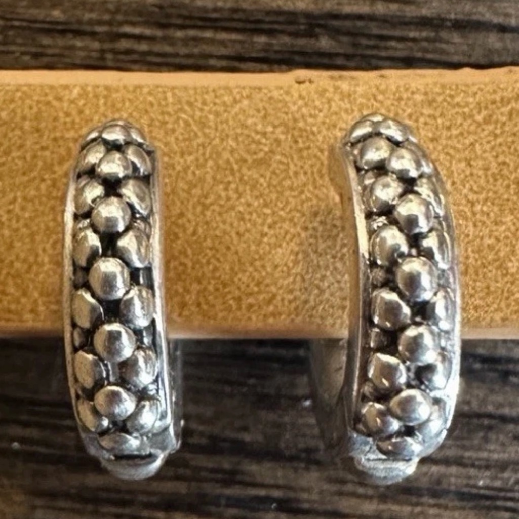 Michael Dawkins Caviar Granulated Sterling Silver And 14k Gold Hoop Earrings